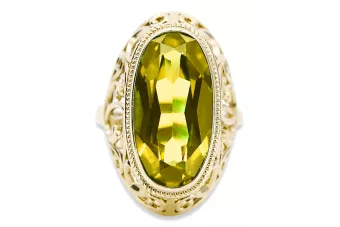 Vintage style Ring Peridot 14K Yellow gold vrc184y